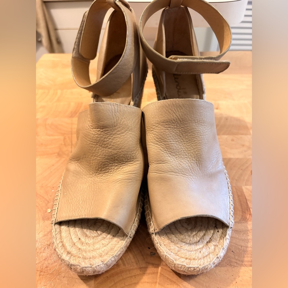 Splendid leather espadrille wedge sandals